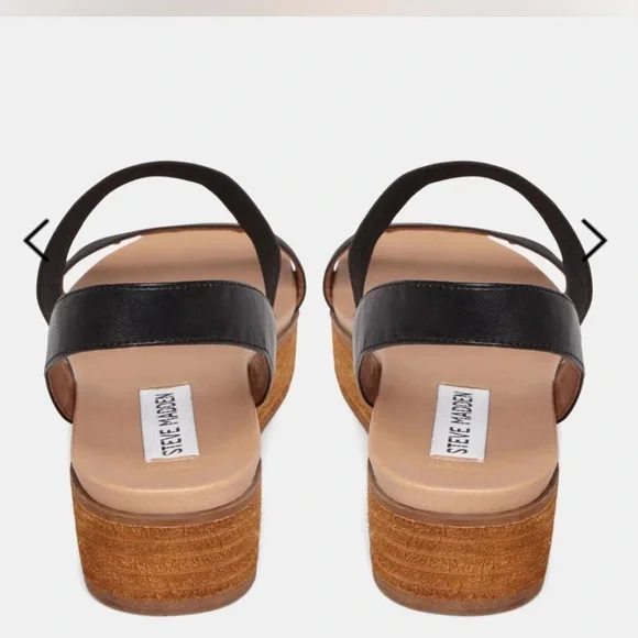 Steve Madden Agile Black Platform Sandals - Picture 3 of 6